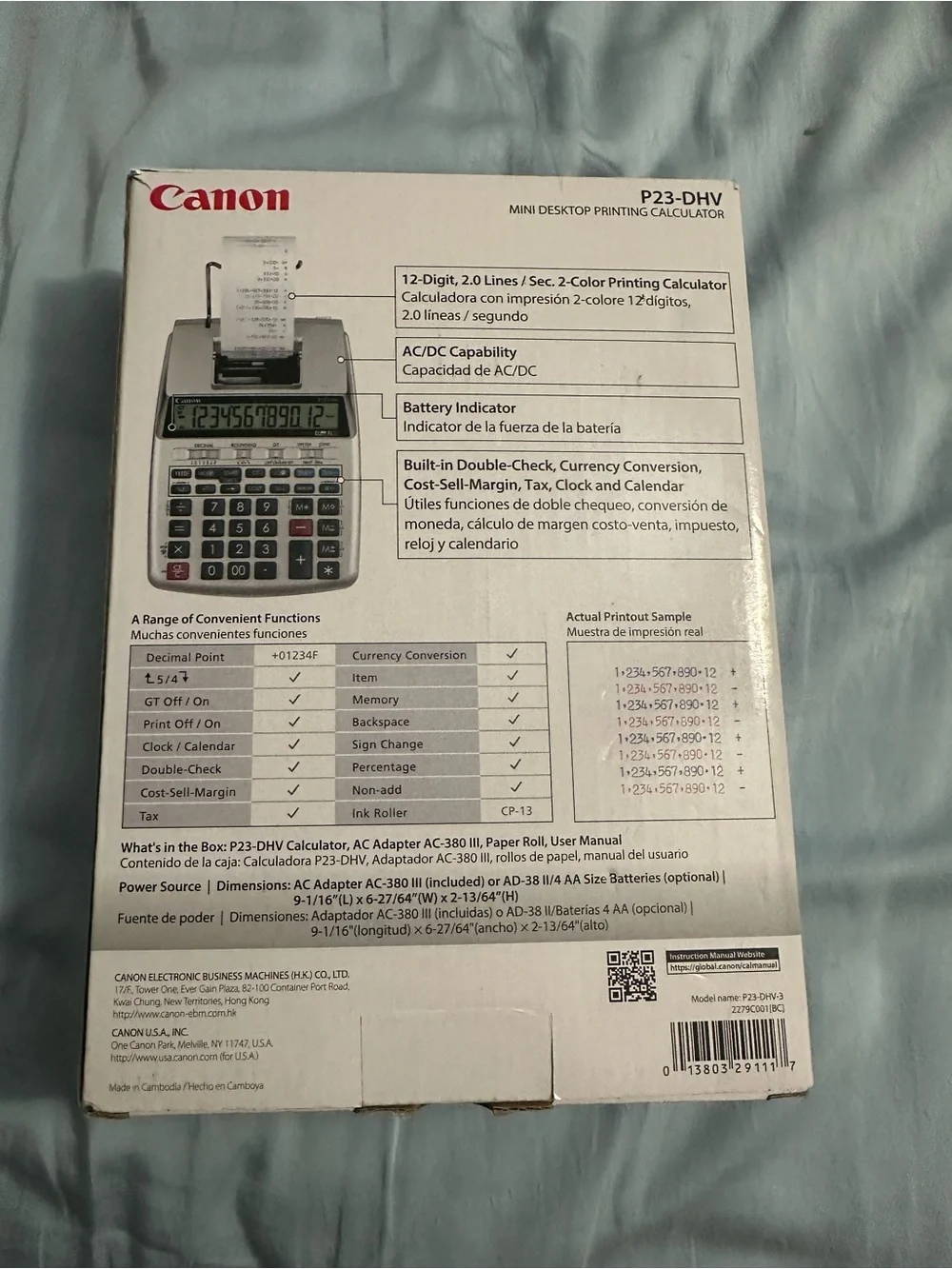 Canon P23-DHV Printing Calculator 12-Digit Desktop Tax Business Calculator w/Box